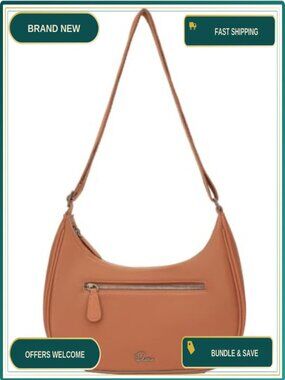 Vegan Leather Crescent Hobo Shoulder Bag with Adjustable Crossbody Strap